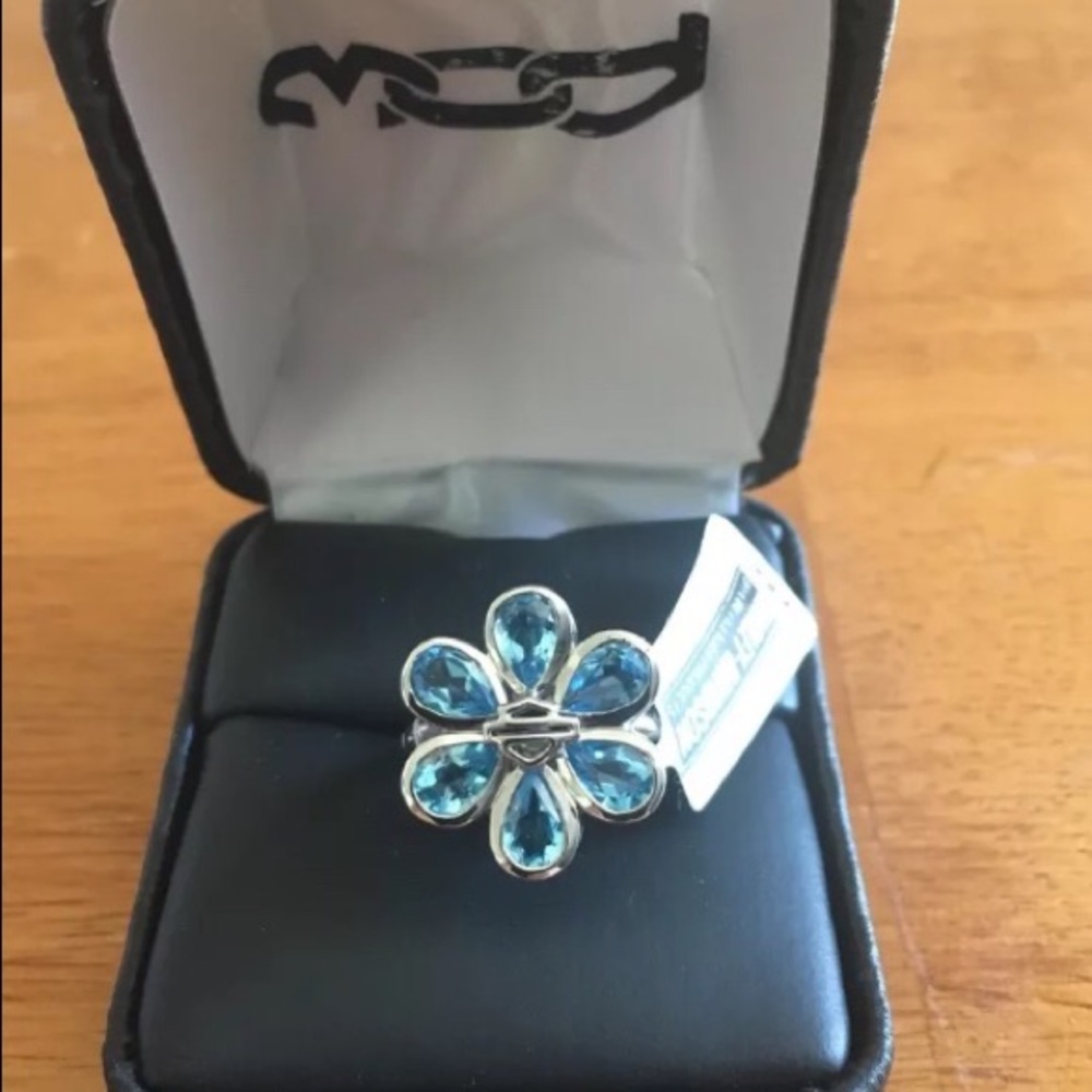Harley Davidson blue Topaz ring